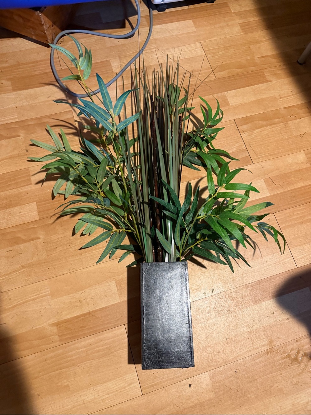 Artificial Greenery Arrangement Black wood Vase Home Accents bamboo plant tropic